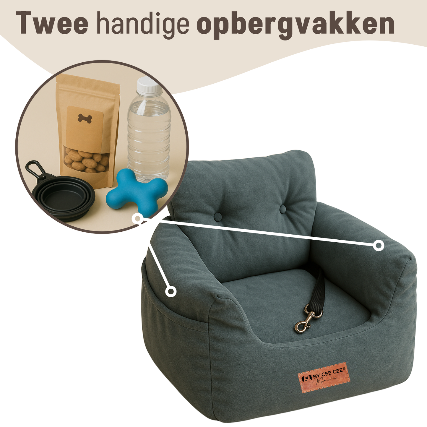 By Cee Cee Luxe Hondenmand Auto – Autostoel Hond – Zacht en Stijlvol