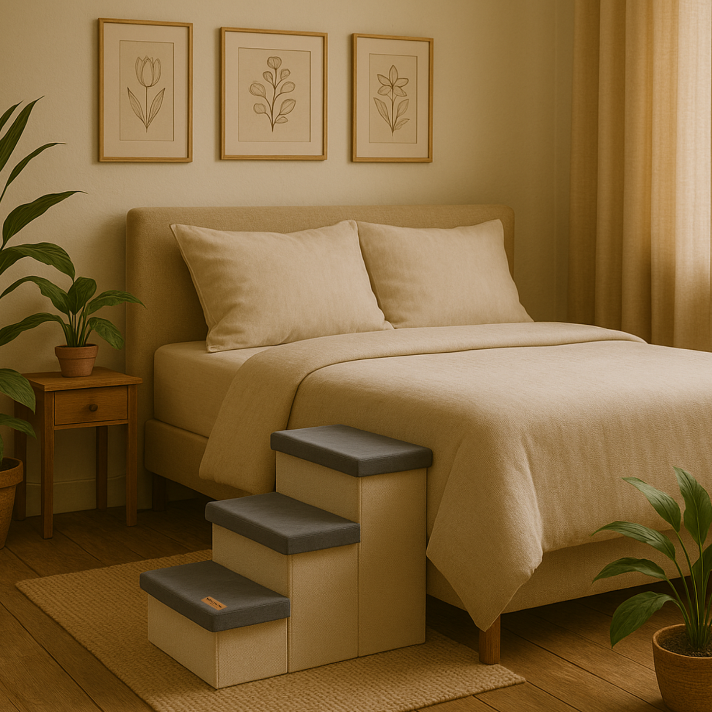 Photo of Hondentrap Stevig Model 2025  Met Opbergruimte - Trap Hond - tot 60 KG - Beige met grijs