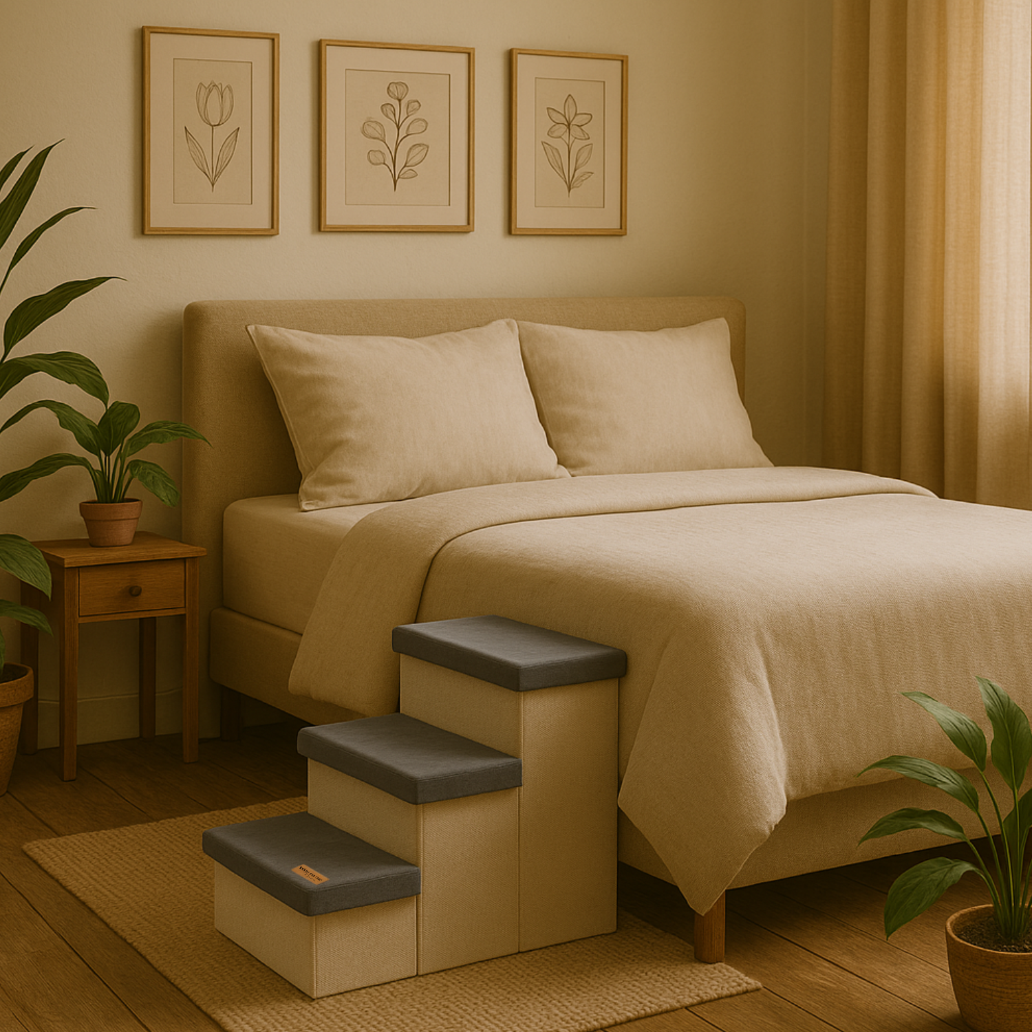 Photo of Hondentrap Stevig Model 2025  Met Opbergruimte - Trap Hond - tot 60 KG - Beige met grijs