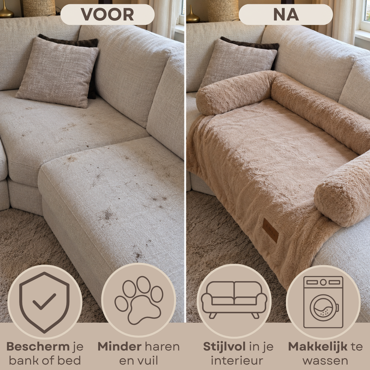 Hondenkleed Bankdeken Faux Fur Mokka