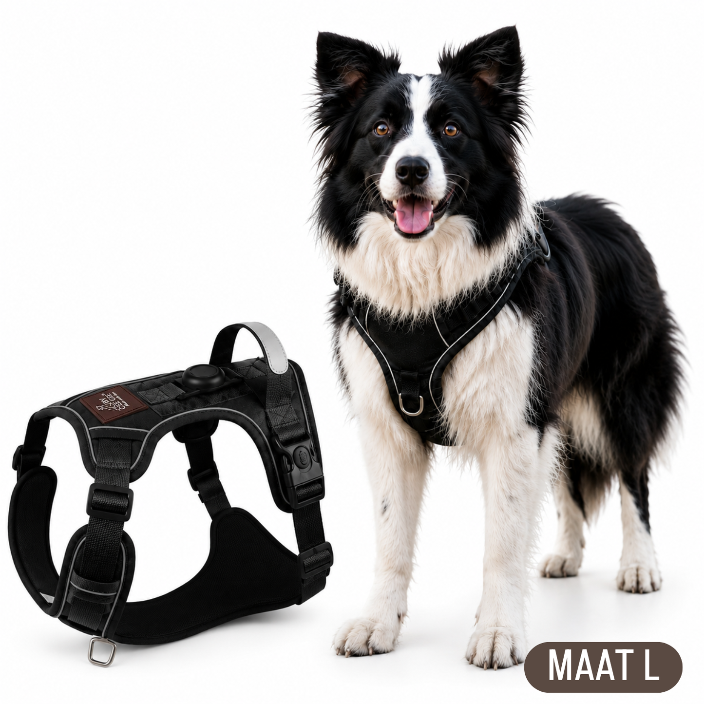 Reflective Anti-Pull Dog Harness Black