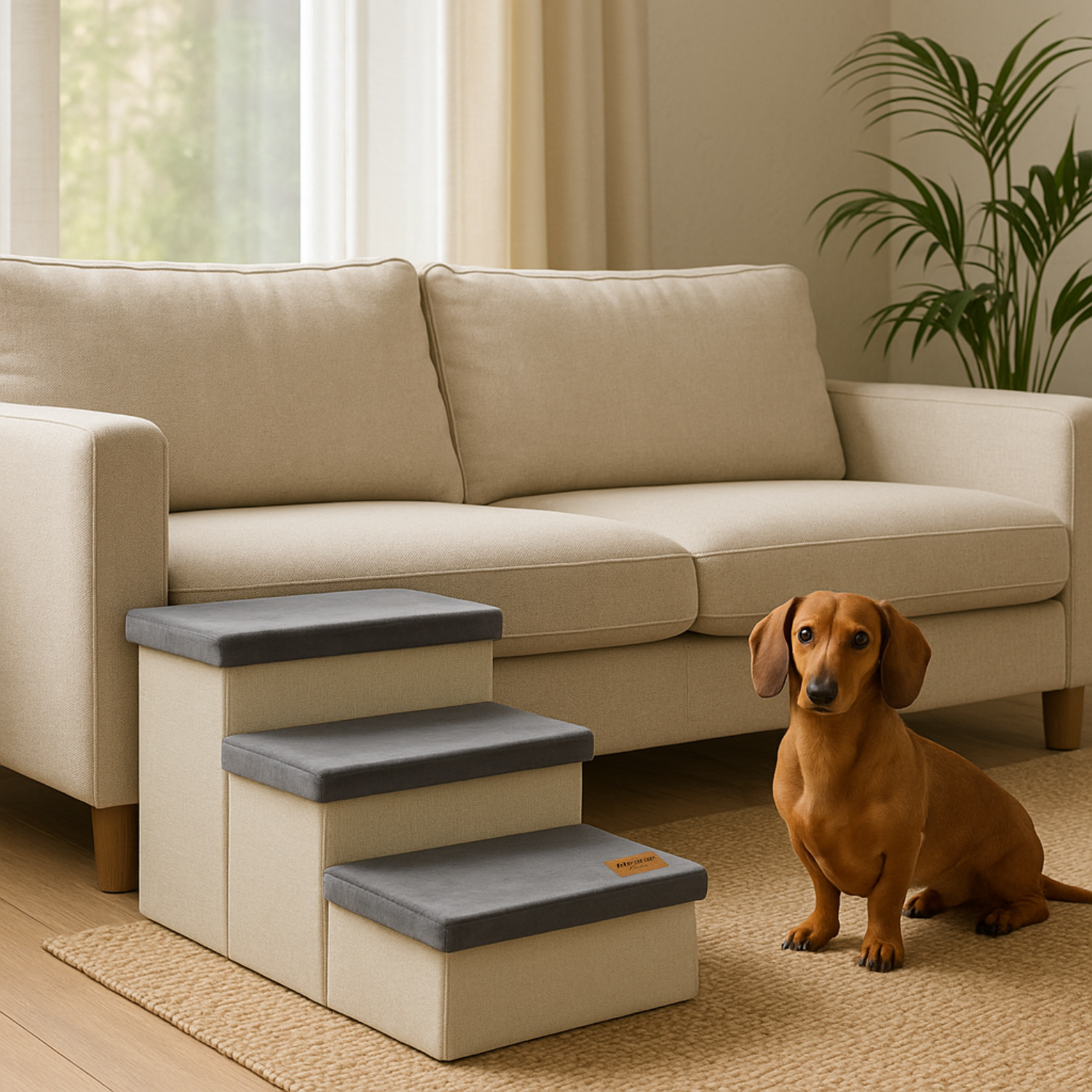 Photo of Hondentrap Stevig Model 2025  Met Opbergruimte - Trap Hond - tot 60 KG - Beige met grijs