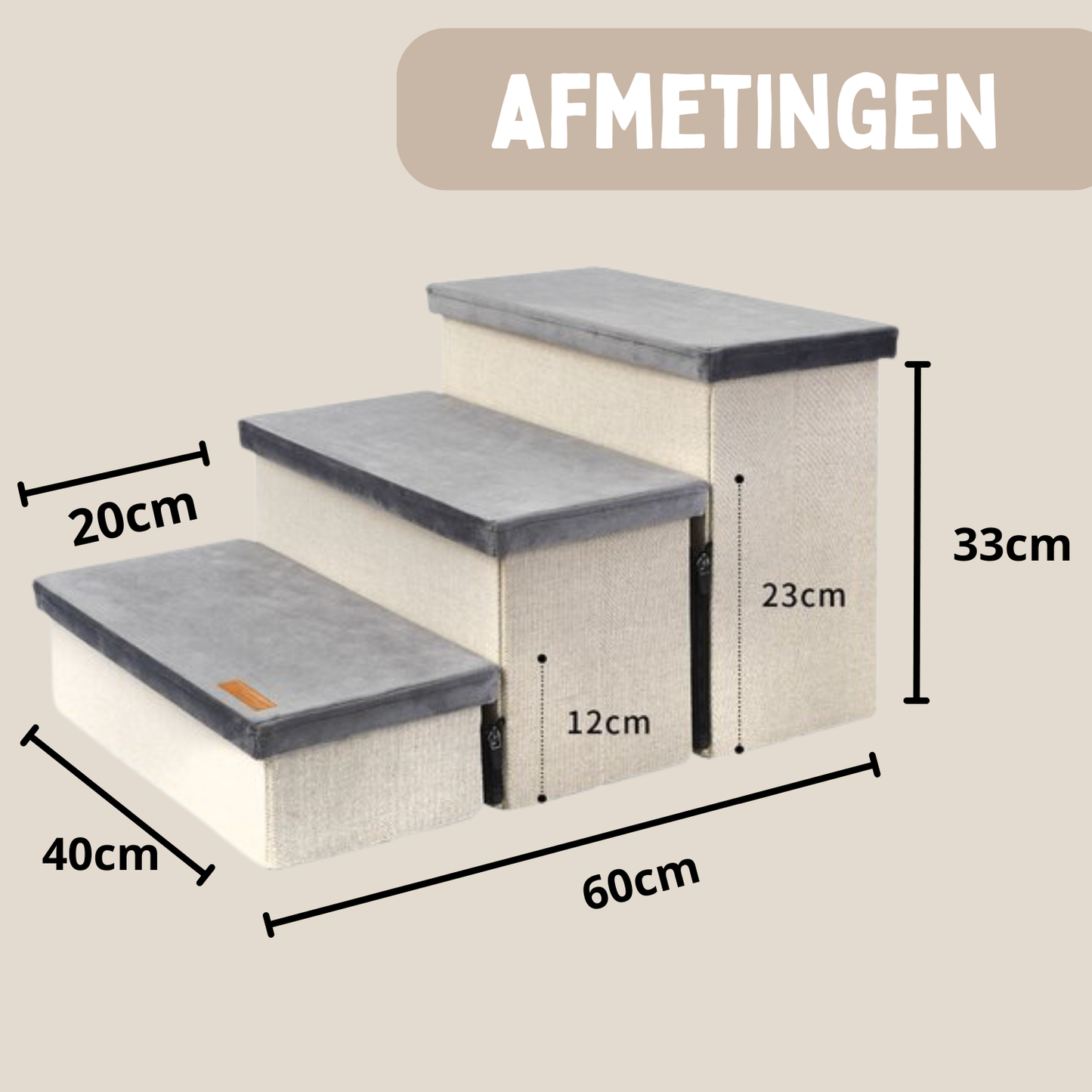 Photo of Hondentrap Stevig Model 2025  Met Opbergruimte - Trap Hond - tot 60 KG - Beige met grijs