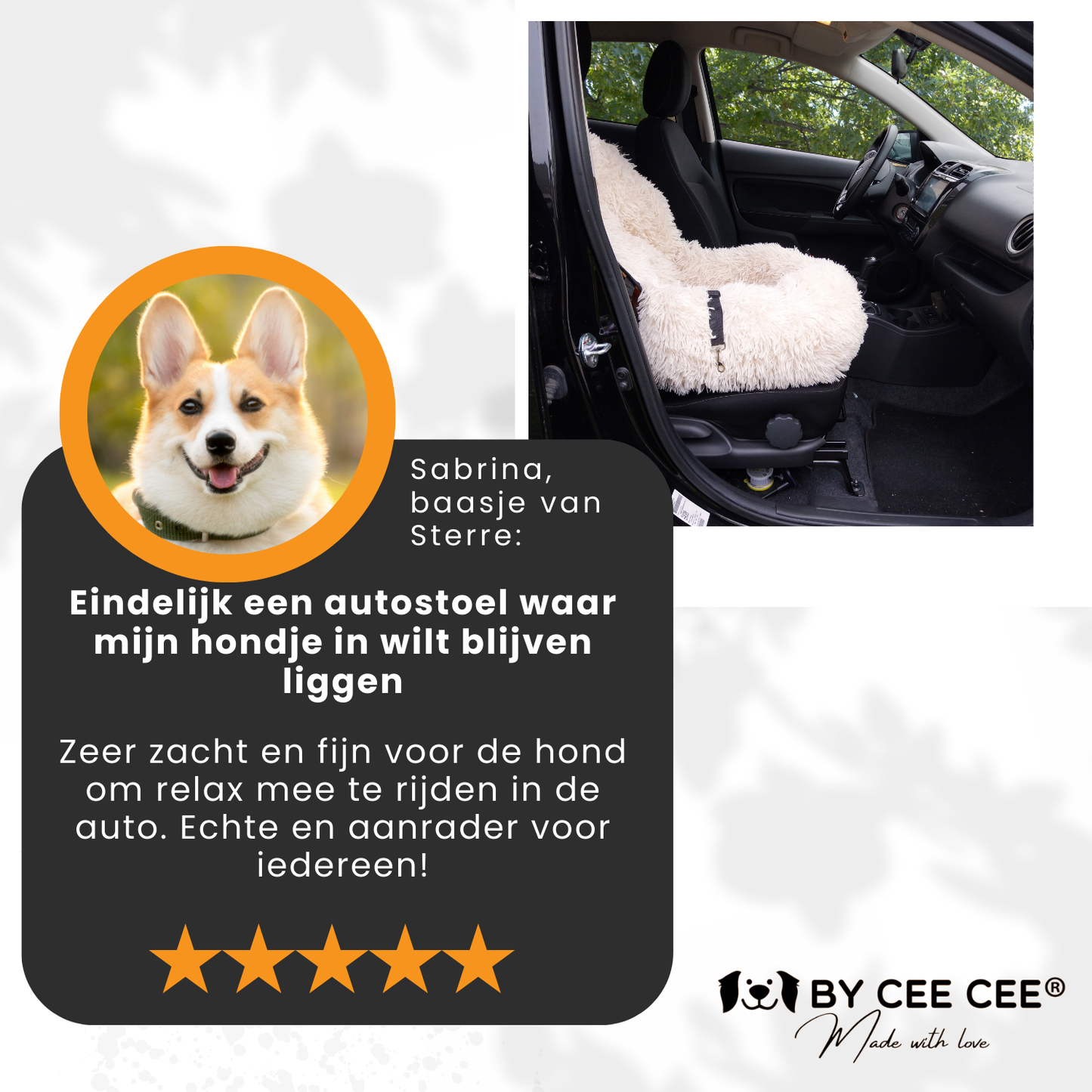 Autostoel Fluffy - De Ideale Hondenstoel Voor Onderweg - Beige M Achterbank