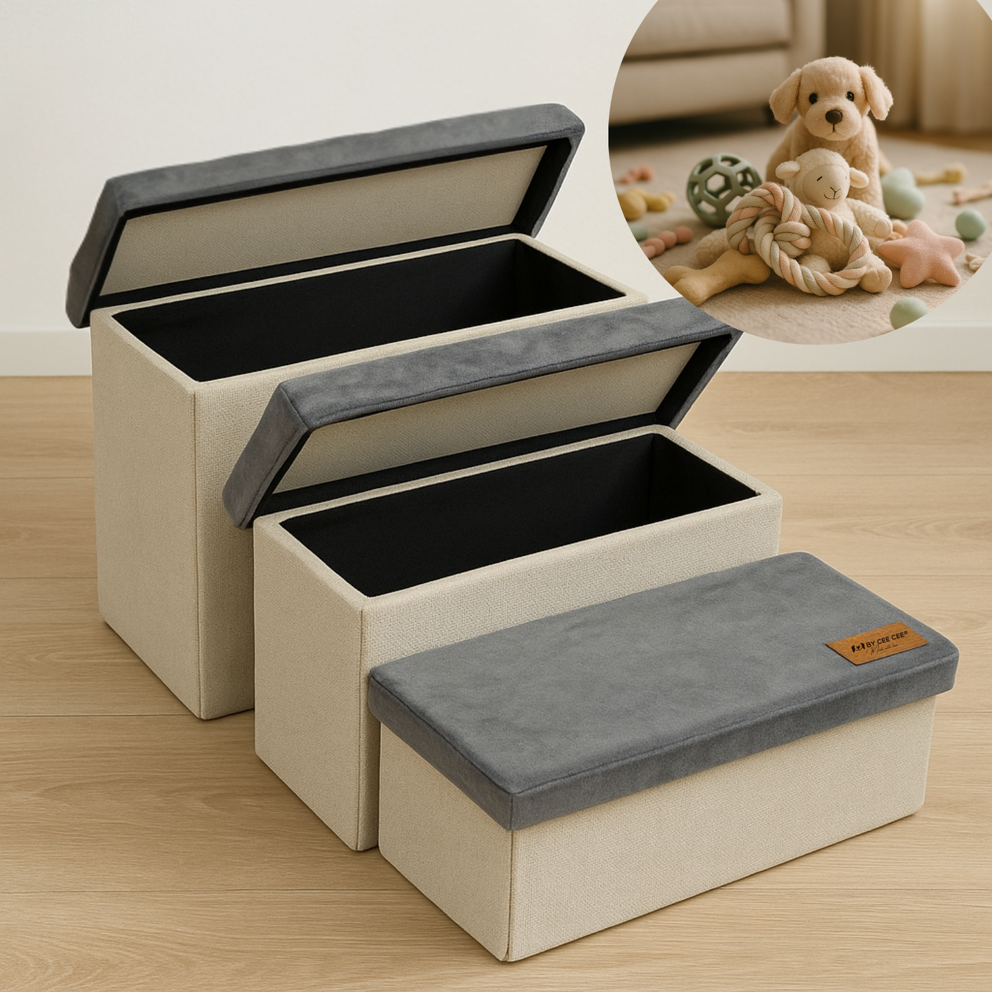 Photo of Hondentrap Stevig Model 2025  Met Opbergruimte - Trap Hond - tot 60 KG - Beige met grijs