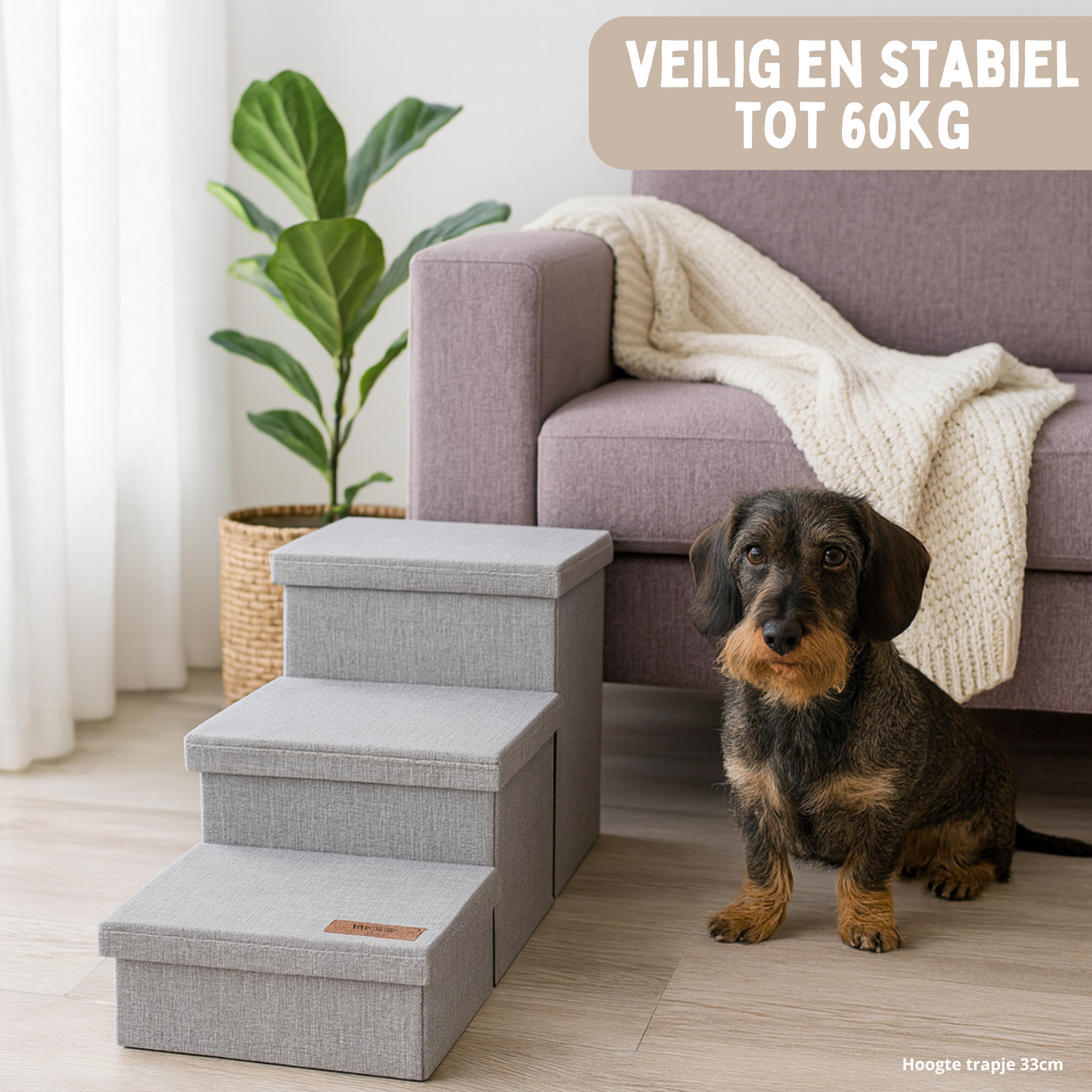 Photo of Hondentrap Stevig Model 2025  Met Opbergruimte - Trap Hond - tot 60 KG - Beige met grijs