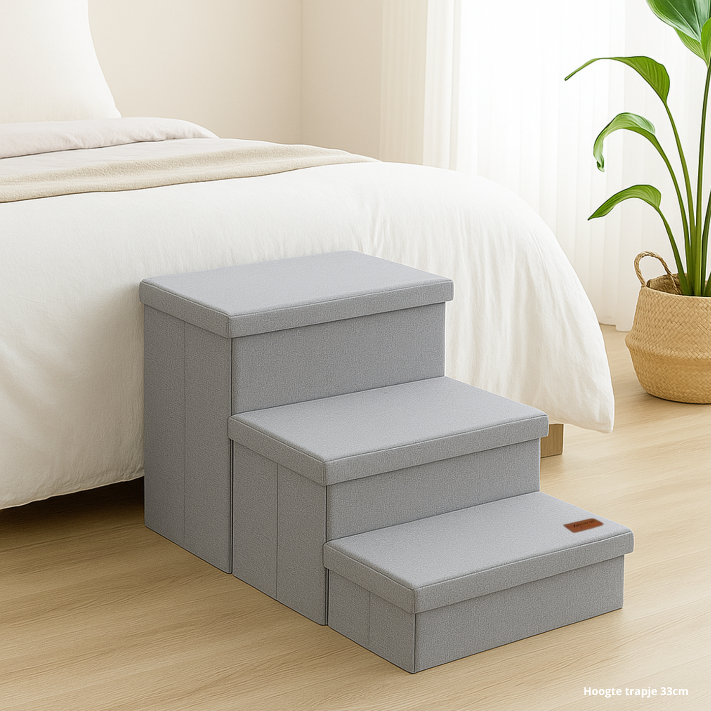 Photo of Hondentrap Stevig Model 2025  Met Opbergruimte - Trap Hond - tot 60 KG - Beige met grijs