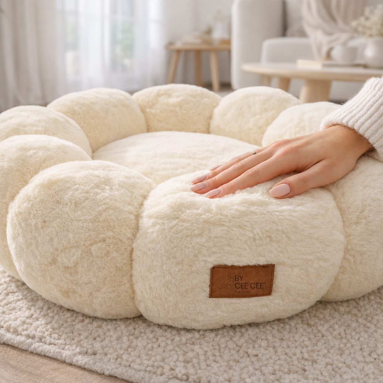 Donutbett in Blumenform für kleine Katzen und Hunde – weich und sicher (50 cm)