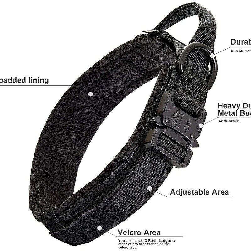 Halsband Hond Met Handvat – Premium Hondenhalsband – Zwart - Vernieuwd